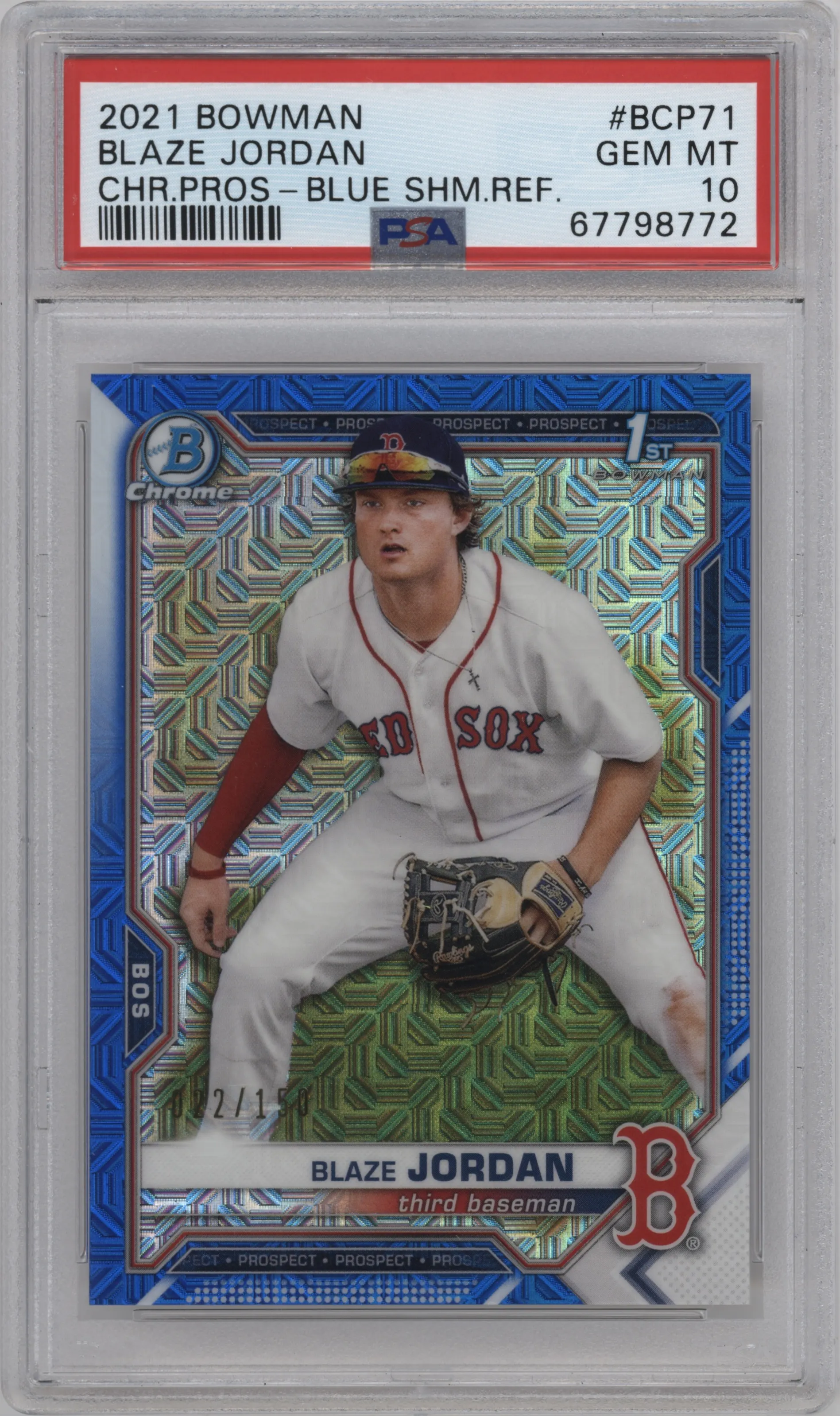 2021 Bowman Mega Box Chr.Pros. Blaze Jordan Blue Refractor PSA 10