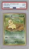 Chikorita from the 2000 Pokemon Neo JPN set graded by PSA and given an overall grade of 9.