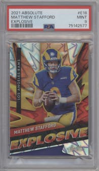 Matthew Stafford from the 2021 Panini Absolute set graded by PSA and given an overall grade of 9.