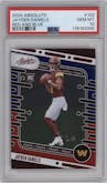 Jayden Daniels from the 2024 Panini Absolute set featuring a Red & Blue parallel graded by PSA and given an overall grade of 10.