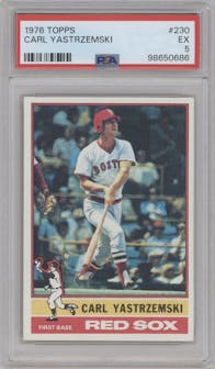 Carl Yastrzemski from the 1976 Topps set graded by PSA and given an overall grade of 5.