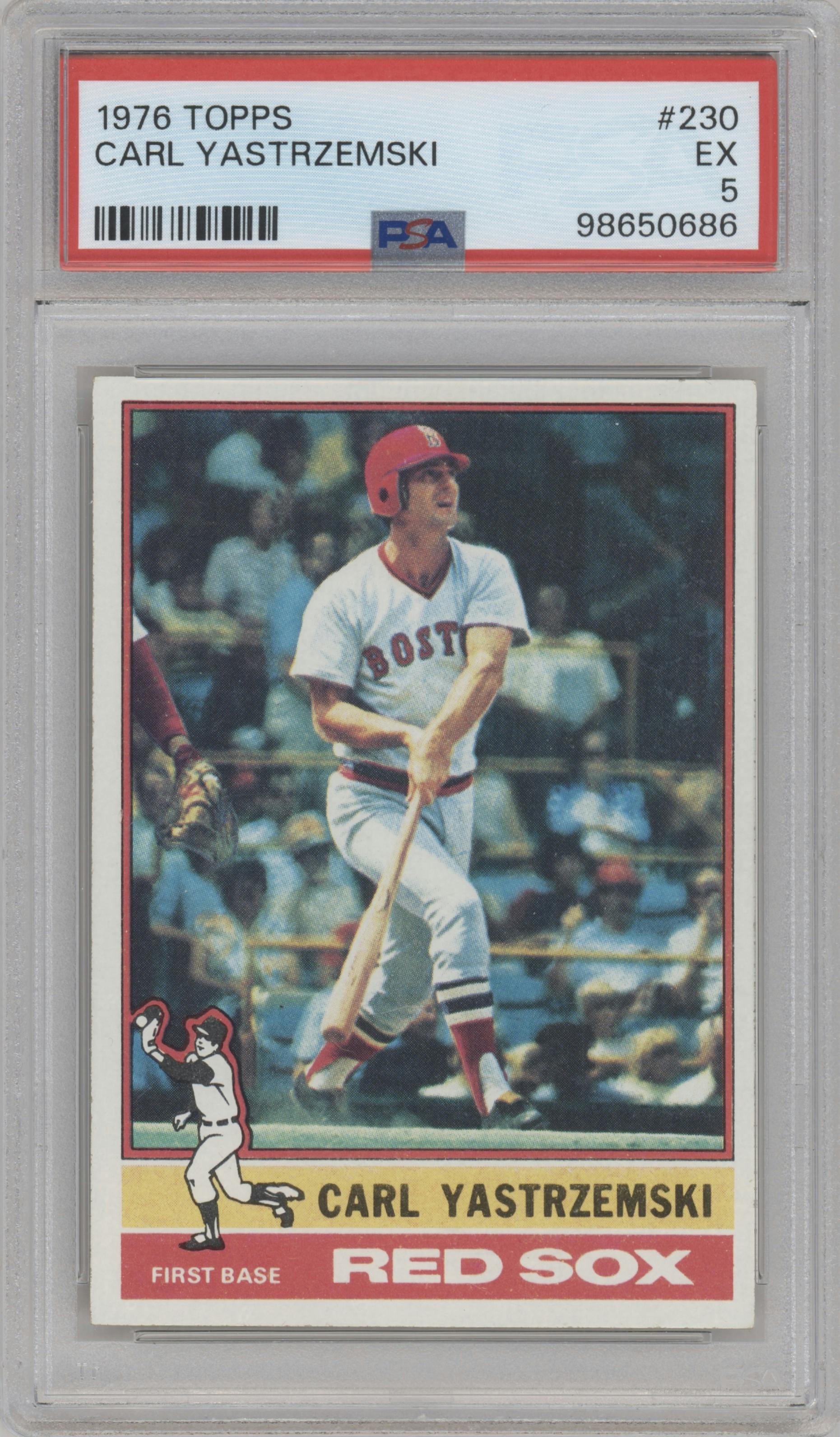 Carl Yastrzemski from the 1976 Topps set graded by PSA and given an overall grade of 5.