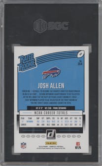 Josh Allen from the 2018 Panini Donruss set graded by SGC and given an overall grade of 10.