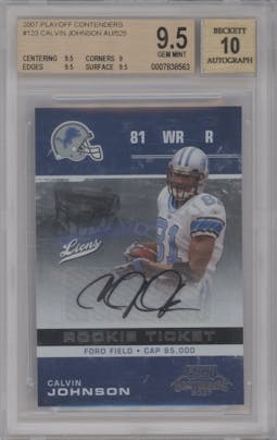 Calvin Johnson from the 2007 Playoff Contenders set graded by Beckett and given an overall grade of 9.5.