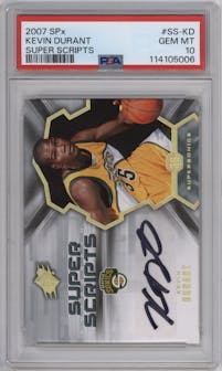 Kevin Durant from the 2007-08 SPx set graded by PSA and given an overall grade of 10.