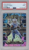 Jahmyr Gibbs from the 2023 Panini Select set featuring a Cosmic parallel graded by PSA and given an overall grade of 9.