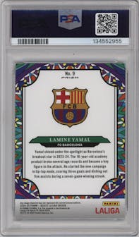 Lamine Yamal from the 2024-25 Panini Select La Liga set graded by PSA and given an overall grade of 9.