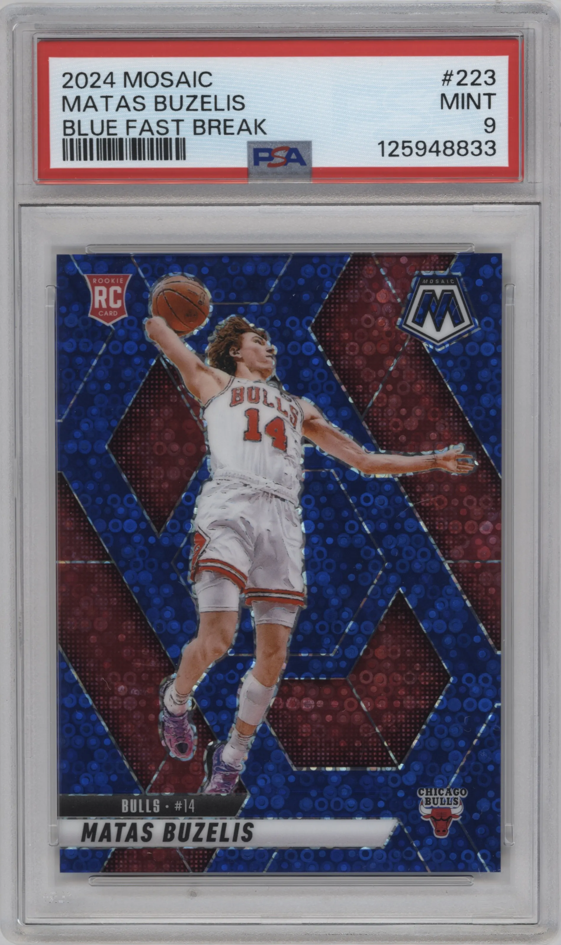 2024 Panini Mosaic Matas Buzelis Fast Break Blue Mosaic PSA 9