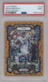 Brian Branch from the 2023 Panini Prizm set featuring a Disco parallel graded by PSA and given an overall grade of 9.