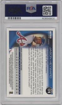 Jason Heyward  from the 2010 Topps Chrome set featuring a Refractor parallel graded by PSA and given an overall grade of 10.