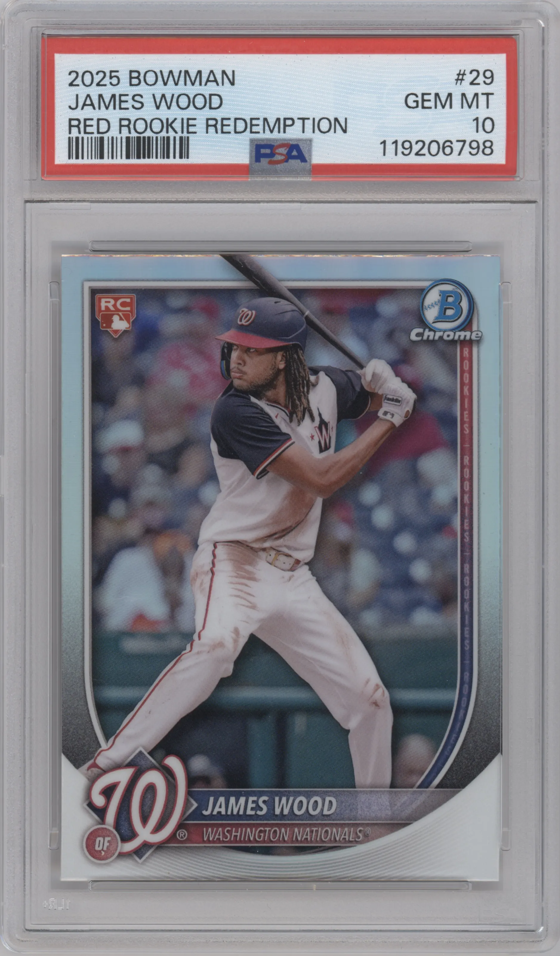 2025 Bowman Chrome James Wood Red Rookie Logo #29 PSA 10