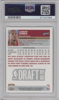 LeBron James from the 2003-04 Topps Chrome set graded by PSA and given an overall grade of 10.