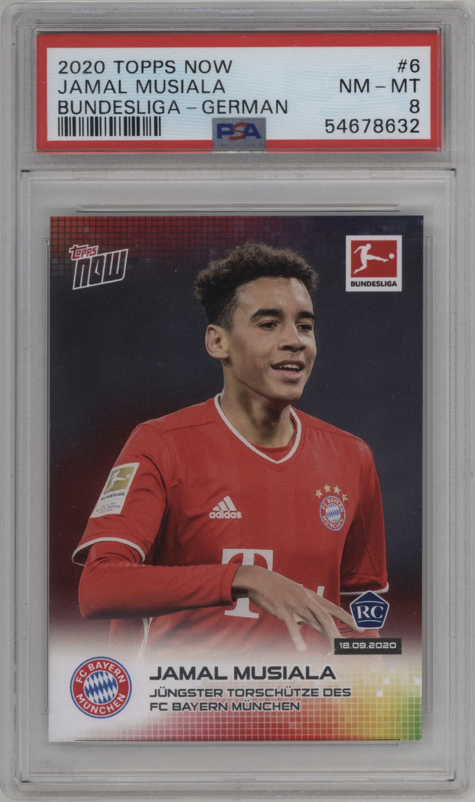 2020 Topps Now Bundesliga Jamal Musiala German #006 PSA 8