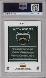Justin Herbert from the 2021 Panini Donruss Optic set graded by PSA and given an overall grade of 10.