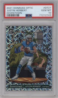 Justin Herbert from the 2021 Panini Donruss Optic set graded by PSA and given an overall grade of 10.