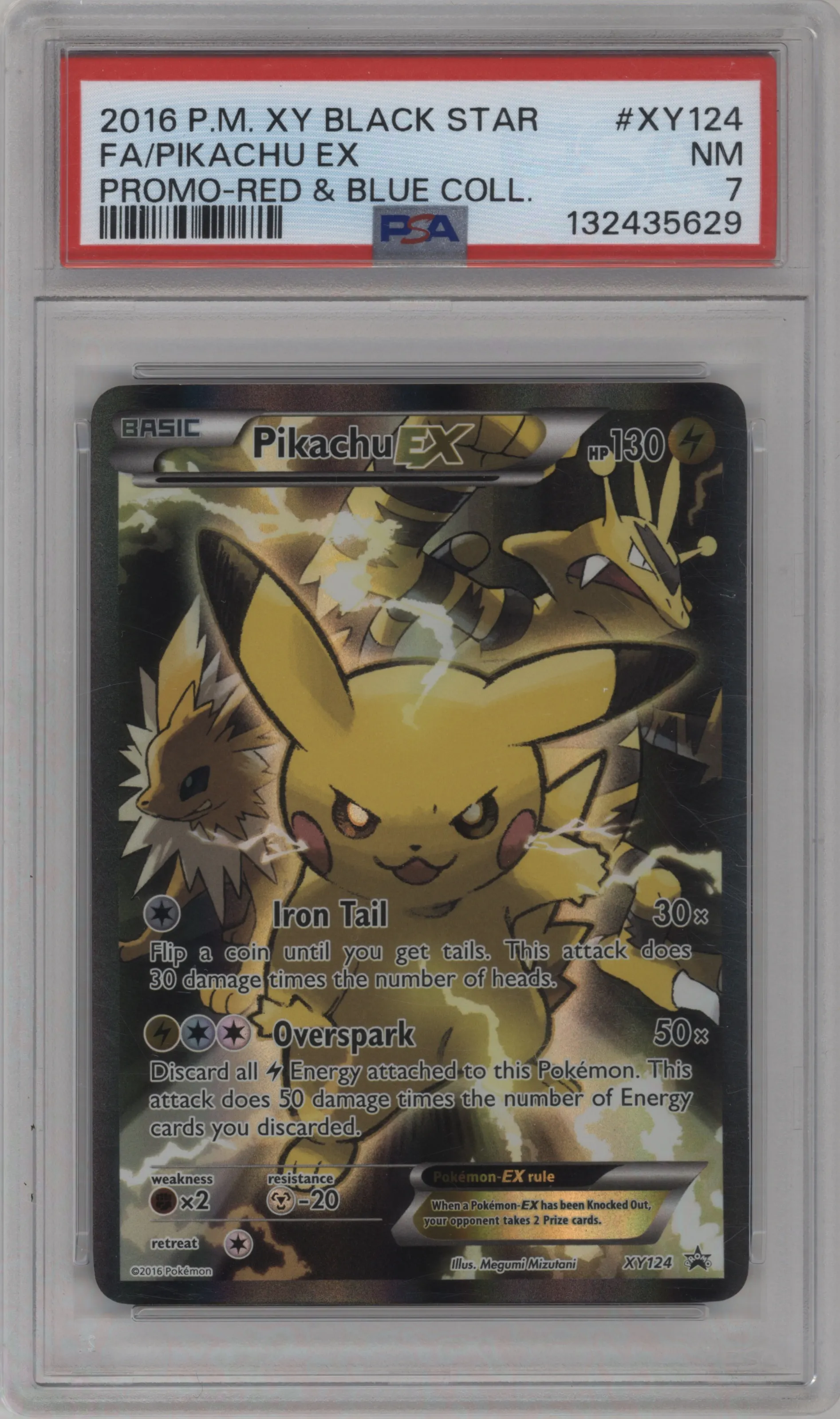 2016 Pokemon XY Pikachu EX Pikachu EX Red & Blue Collection #XY124 PSA 7
