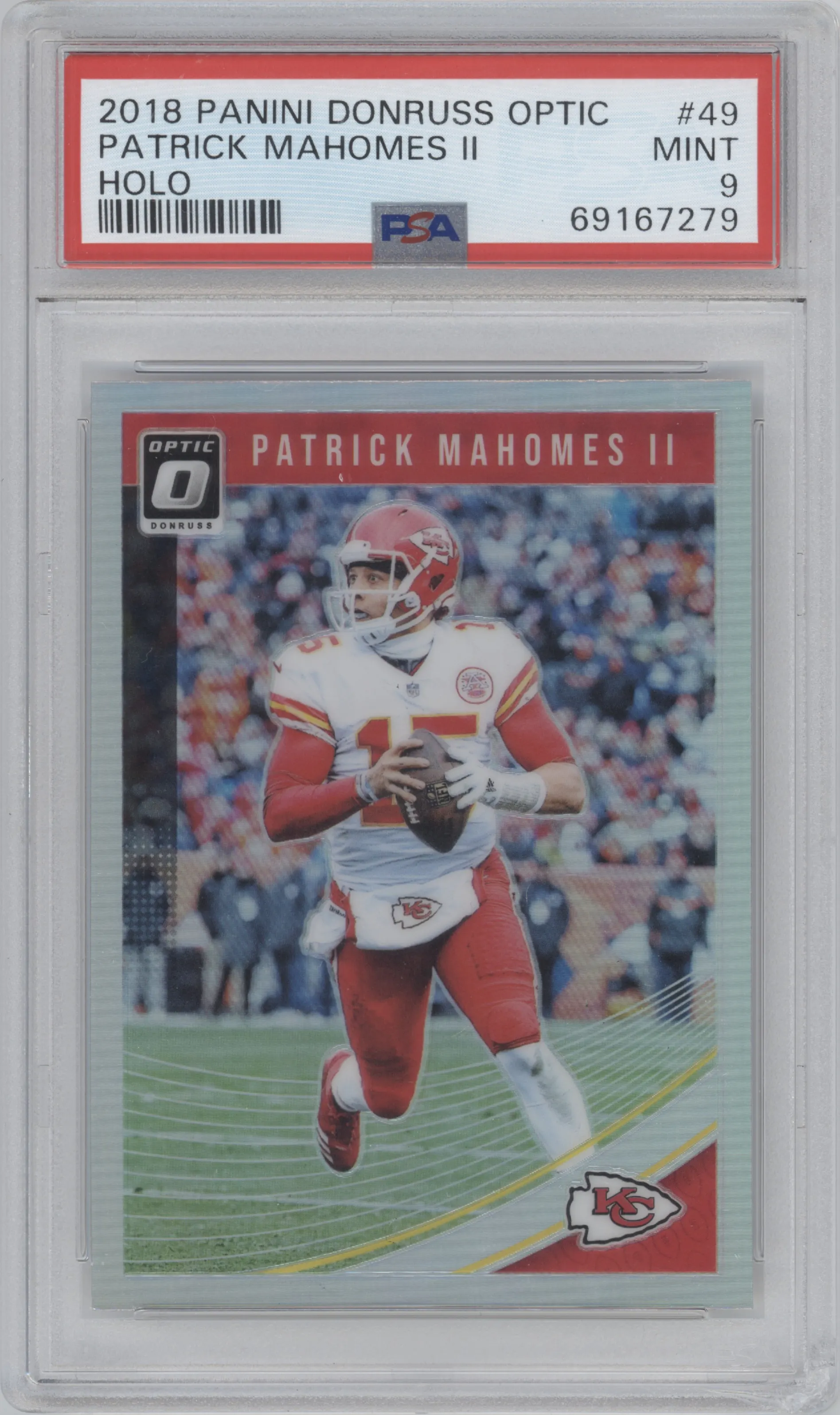 2018 Panini Donruss Optic Patrick Mahomes II Holo #49 PSA 9