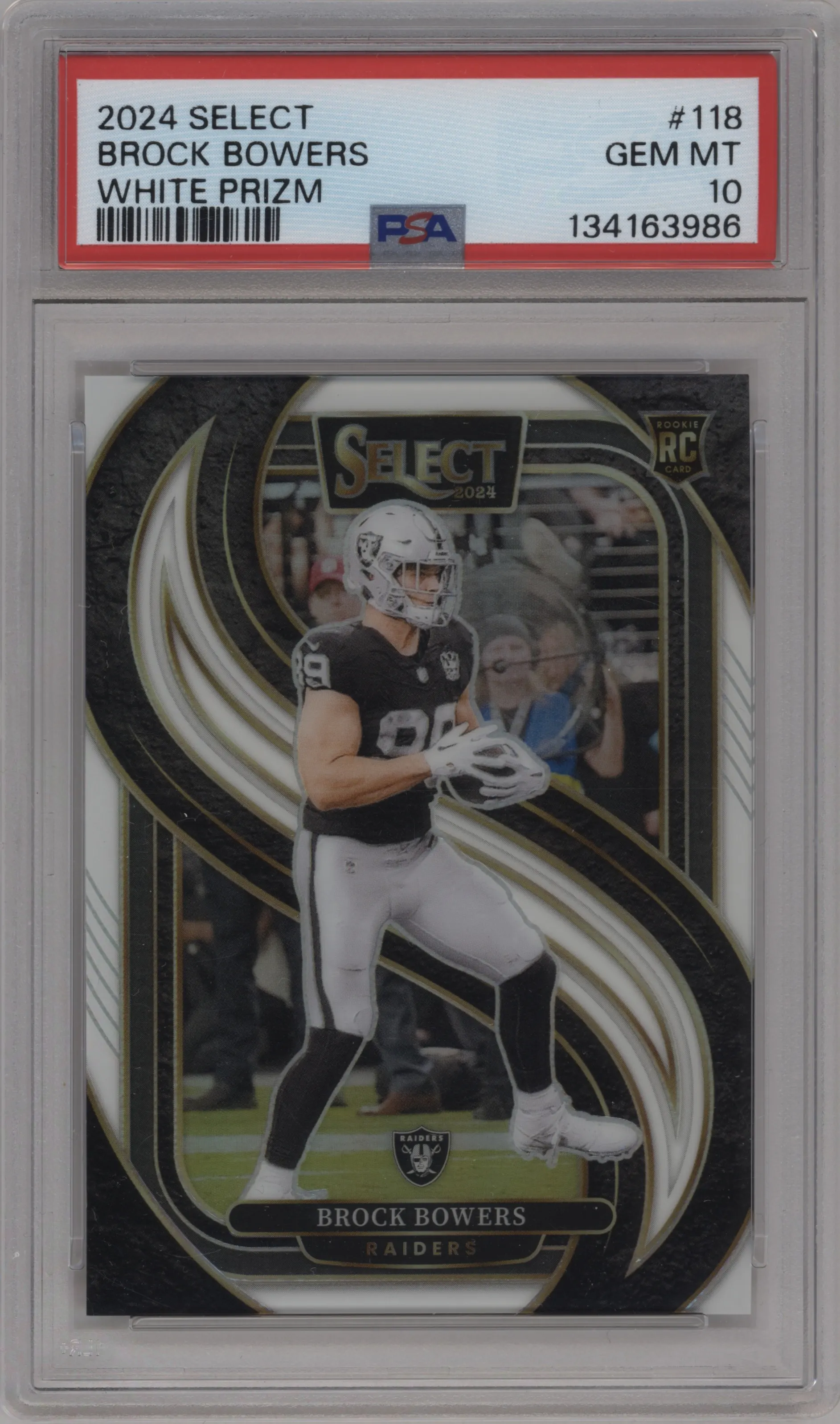 2024 Panini Select Pre.Lvl. Brock Bowers White #118 PSA 10