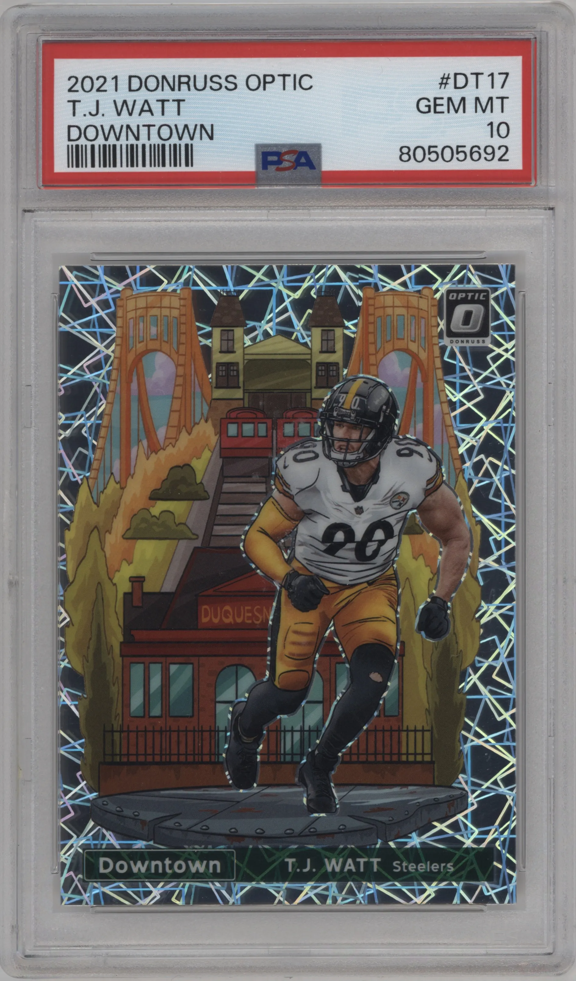 2021 Panini Donruss Optic Downtown T.J. Watt #DT-17 PSA 10