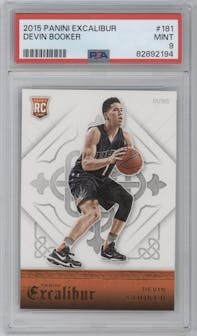 Devin Booker from the 2015-16 Panini Excalibur set graded by PSA and given an overall grade of 9.