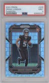 Drake London from the 2022 Panini Prizm set featuring a Pandora parallel graded by PSA and given an overall grade of 9.