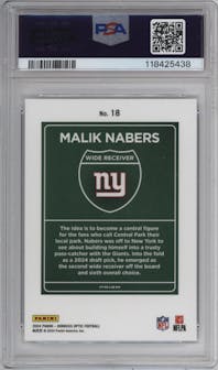 Malik Nabers from the 2024 Donruss Optic set graded by PSA and given an overall grade of 10.