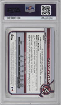 Ignacio Alvarez from the 2022 Bowman Draft set featuring a Refractor parallel graded by PSA and given an overall grade of 10.