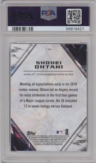 Shohei Ohtani from the 2018 Topps Fire set graded by PSA and given an overall grade of 9.