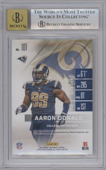 Aaron Donald from the 2014 Panini Contenders set featuring a Championship Ticket parallel graded by Beckett and given an overall grade of 9.