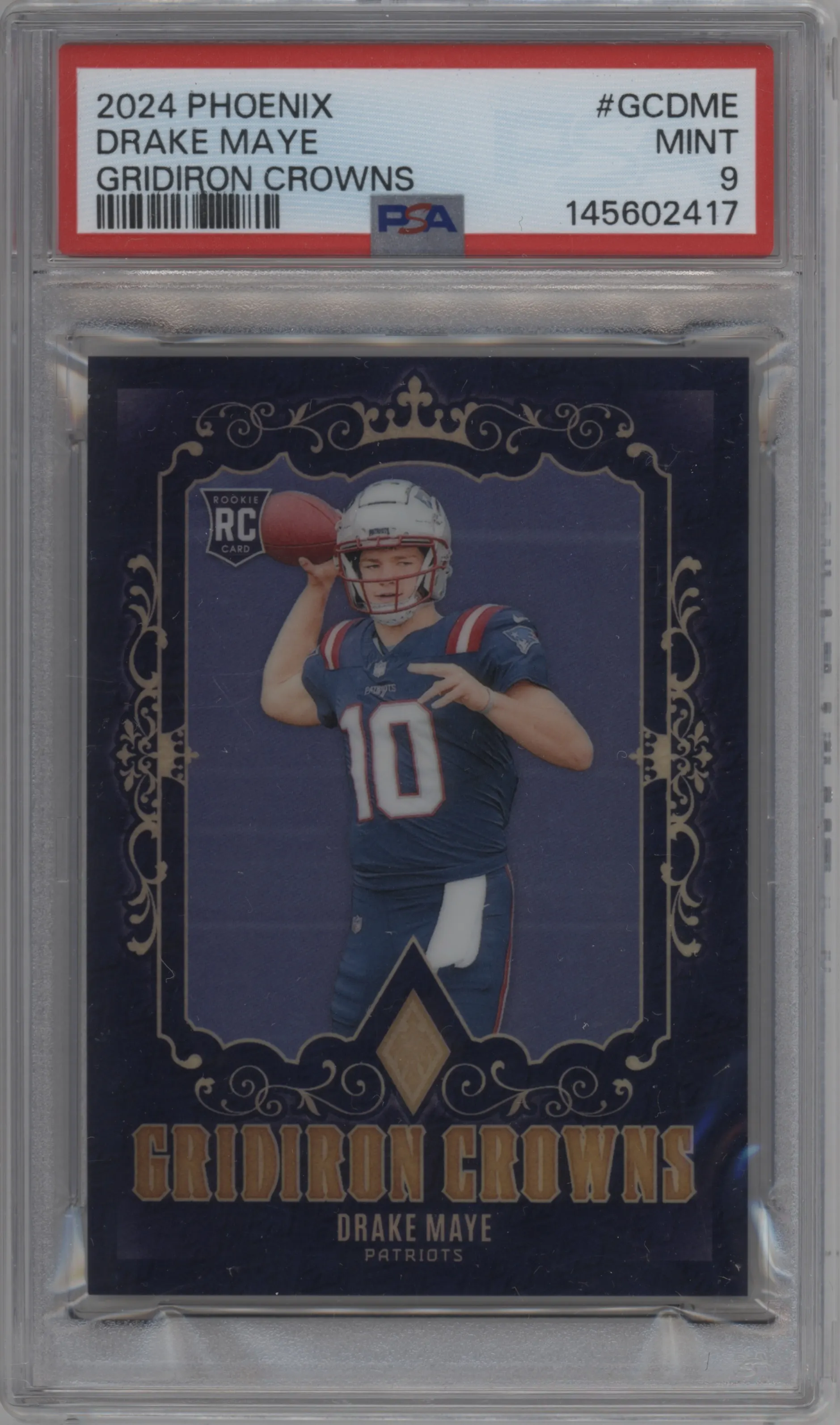 2024 Panini Phoenix Gridiron Crowns Drake Maye #GC-DME PSA 9