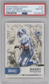 Barry Sanders from the 2016 Panini Classics   set featuring a Timeless Tributes Gold parallel graded by PSA and given an overall grade of 10.