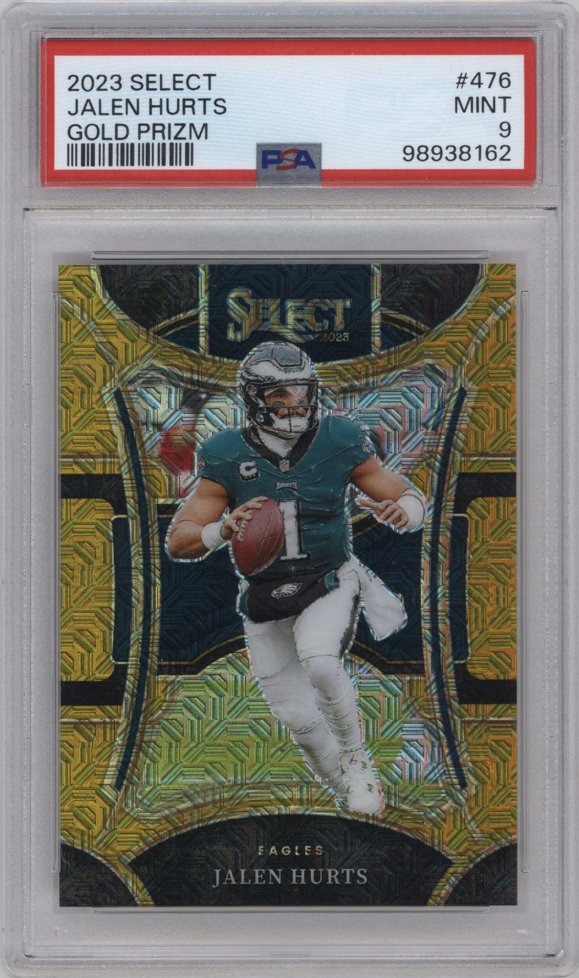 2023 Panini Select Suite Lvl. Jalen Hurts Gold Prizm PSA 9
