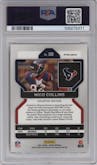 Nico Collins from the 2021 Panini Prizm set featuring a Lazer parallel graded by PSA and given an overall grade of 10.