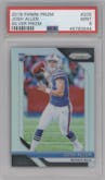 Josh Allen from the 2018 Panini Prizm set featuring a Silver Prizm parallel graded by PSA and given an overall grade of 9.