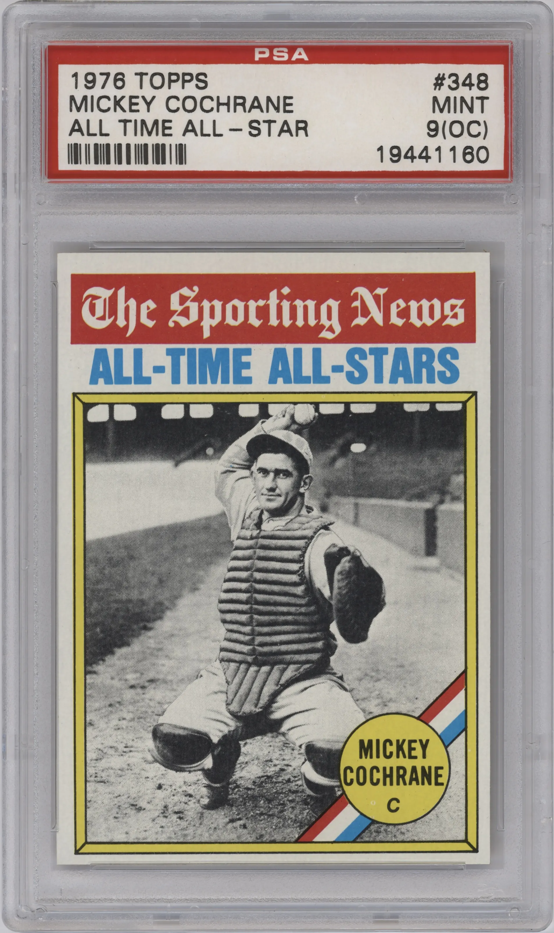 1976 Topps Mickey Cochrane Off-Centered PSA 9