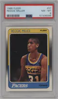 Reggie Miller from the 1988-89 Fleer set graded by PSA and given an overall grade of 8.