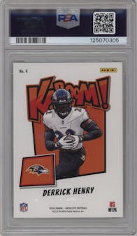 Derrick Henry from the 2024 Panini Absolute set graded by PSA and given an overall grade of 10.