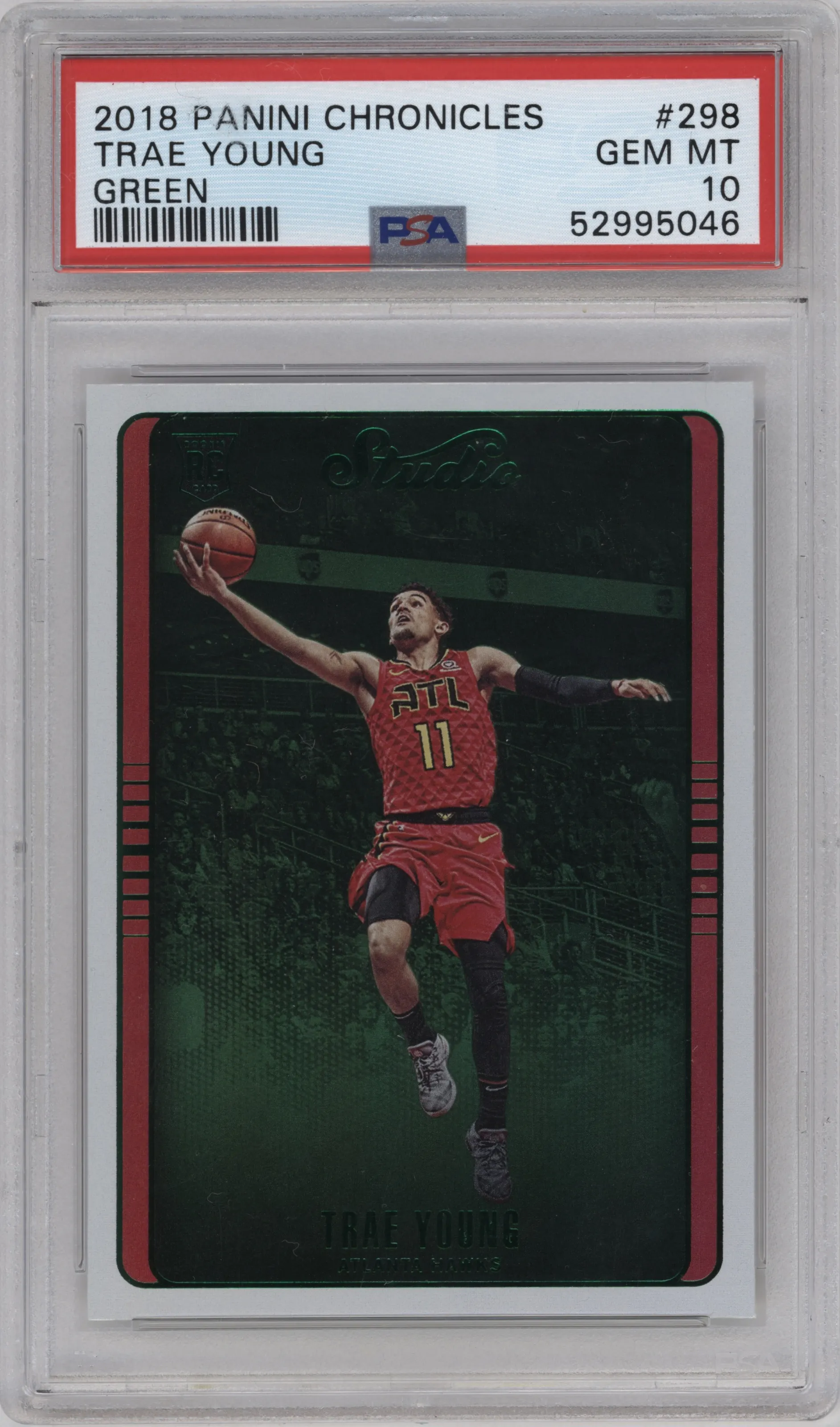 2018 Panini Chronicles Studio Trae Young Green #298 PSA 10