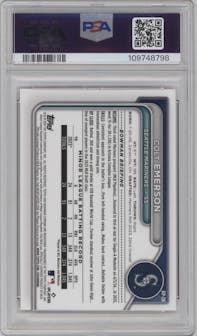 Colt Emerson	 from the 2024 Bowman Chrome Sapphire set featuring a Orange parallel graded by PSA and given an overall grade of 10.