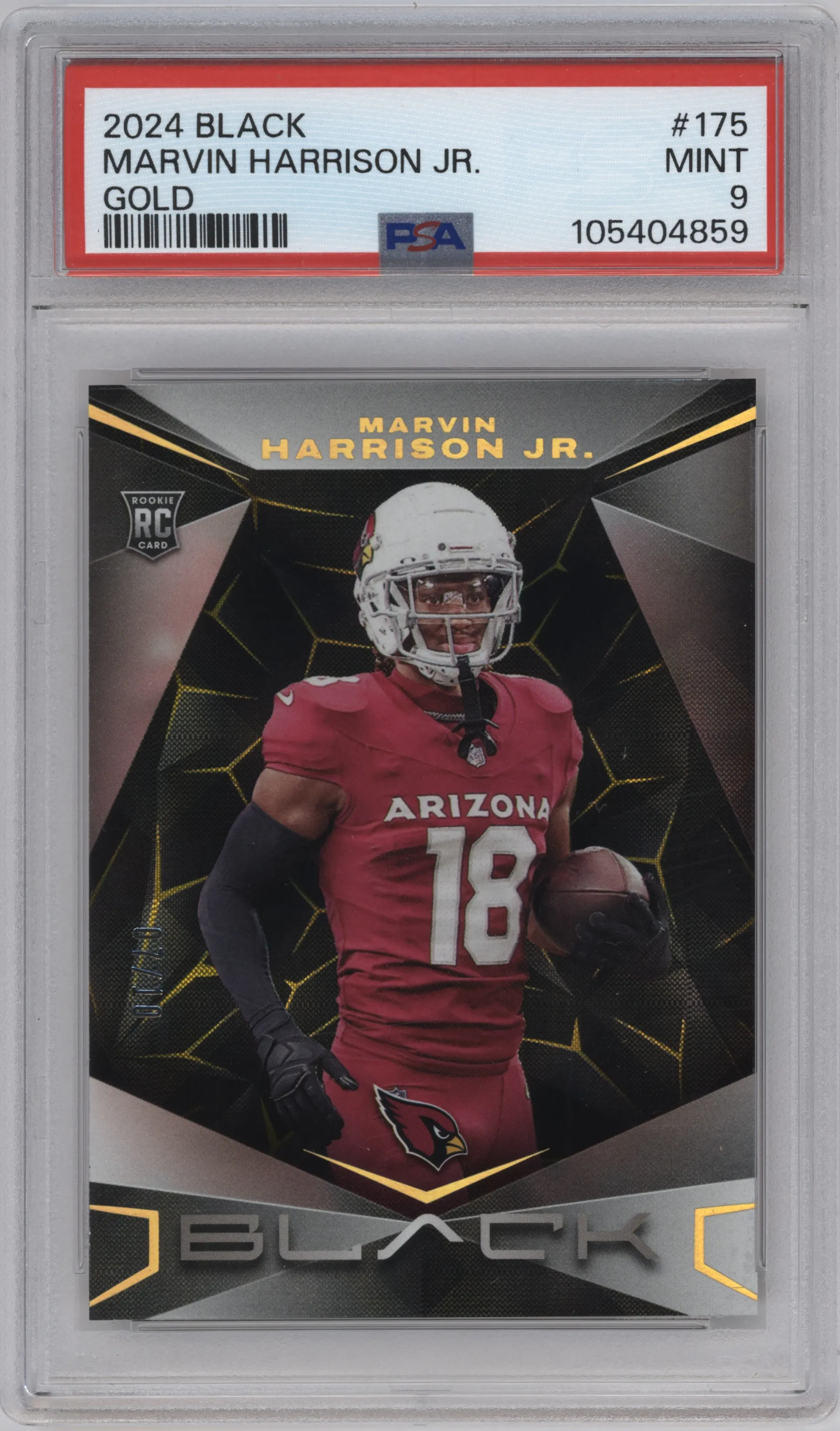 2024 Panini Black Marvin Harrison Jr. Gold #175 PSA 9