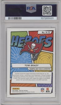 Tom Brady from the 2022 Panini Prestige set graded by PSA and given an overall grade of 10.