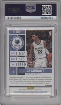 Ja Morant from the 2019-20 Panini Contenders Optic set featuring a Red Wave parallel graded by PSA and given an overall grade of 10.