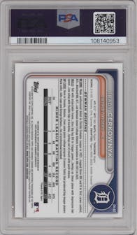 Brady Cerkownyk from the 2024 Bowman Chrome set featuring a Orange Refractor parallel graded by PSA and given an overall grade of 9.