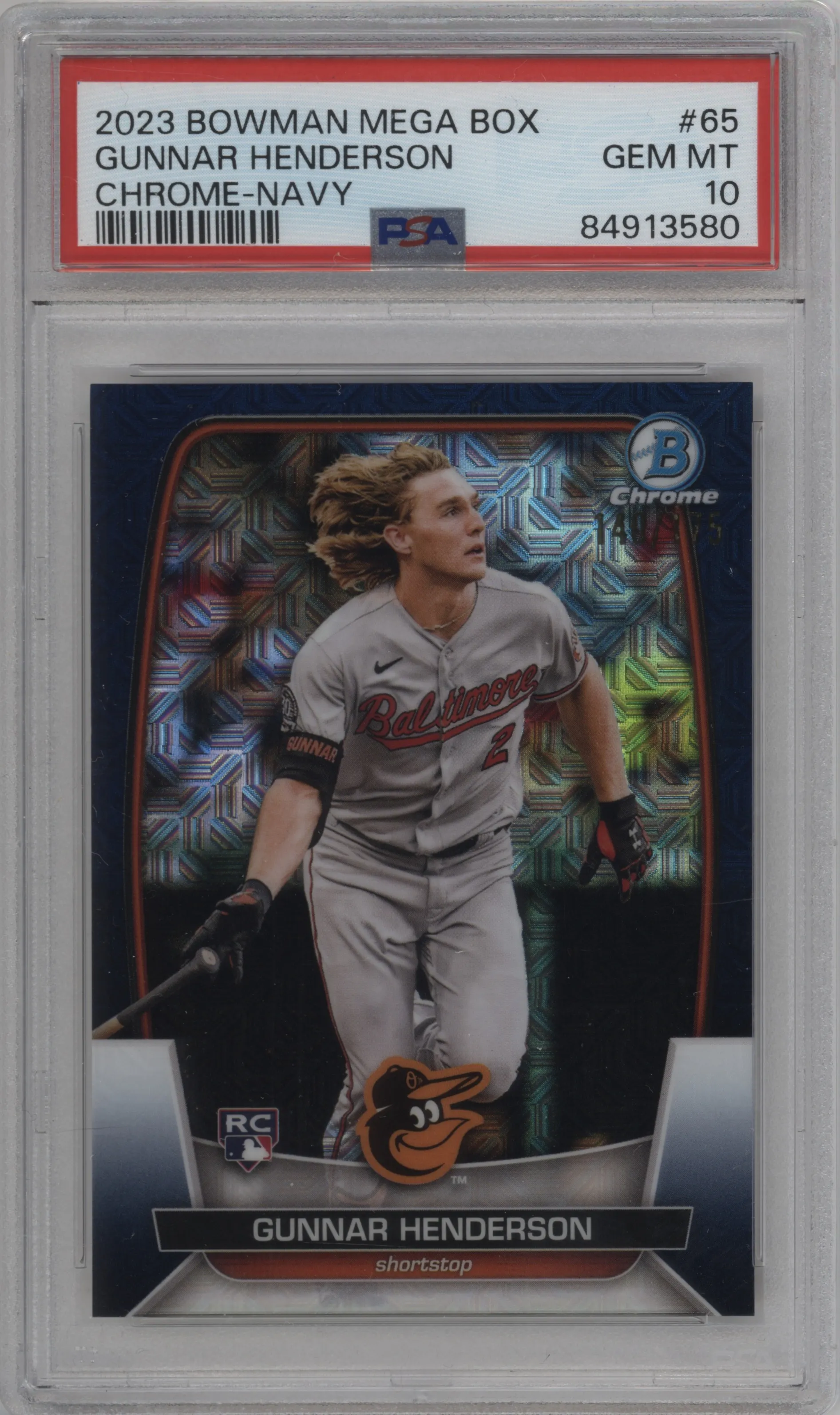 2023 Bowman Mega Box Chrome Gunnar Henderson Navy Refractor PSA 10