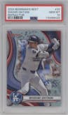 Shohei Ohtani from the 2024 Bowman's Best set featuring a Refractor parallel graded by PSA and given an overall grade of 10.