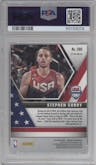 Stephen Curry from the 2019-20 Panini Mosaic  set featuring a Gold Wave parallel graded by PSA and given an overall grade of 9.