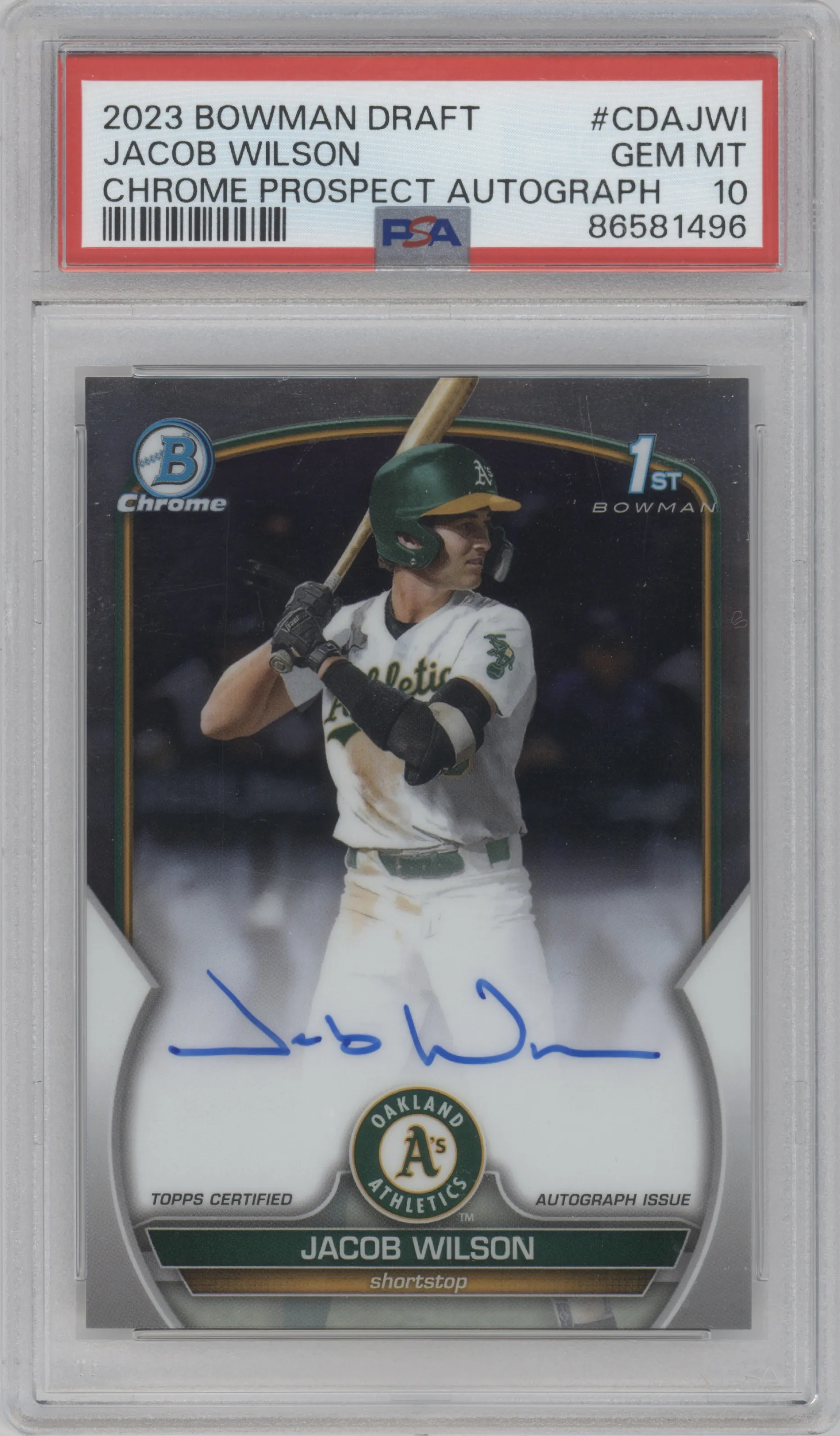 2023 Bowman Draft Chr.Pros.Auto Jacob Wilson #CDA-JWI PSA 10