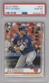 Pete Alonso from the 2019 Topps Series 2 set graded by PSA and given an overall grade of 10.