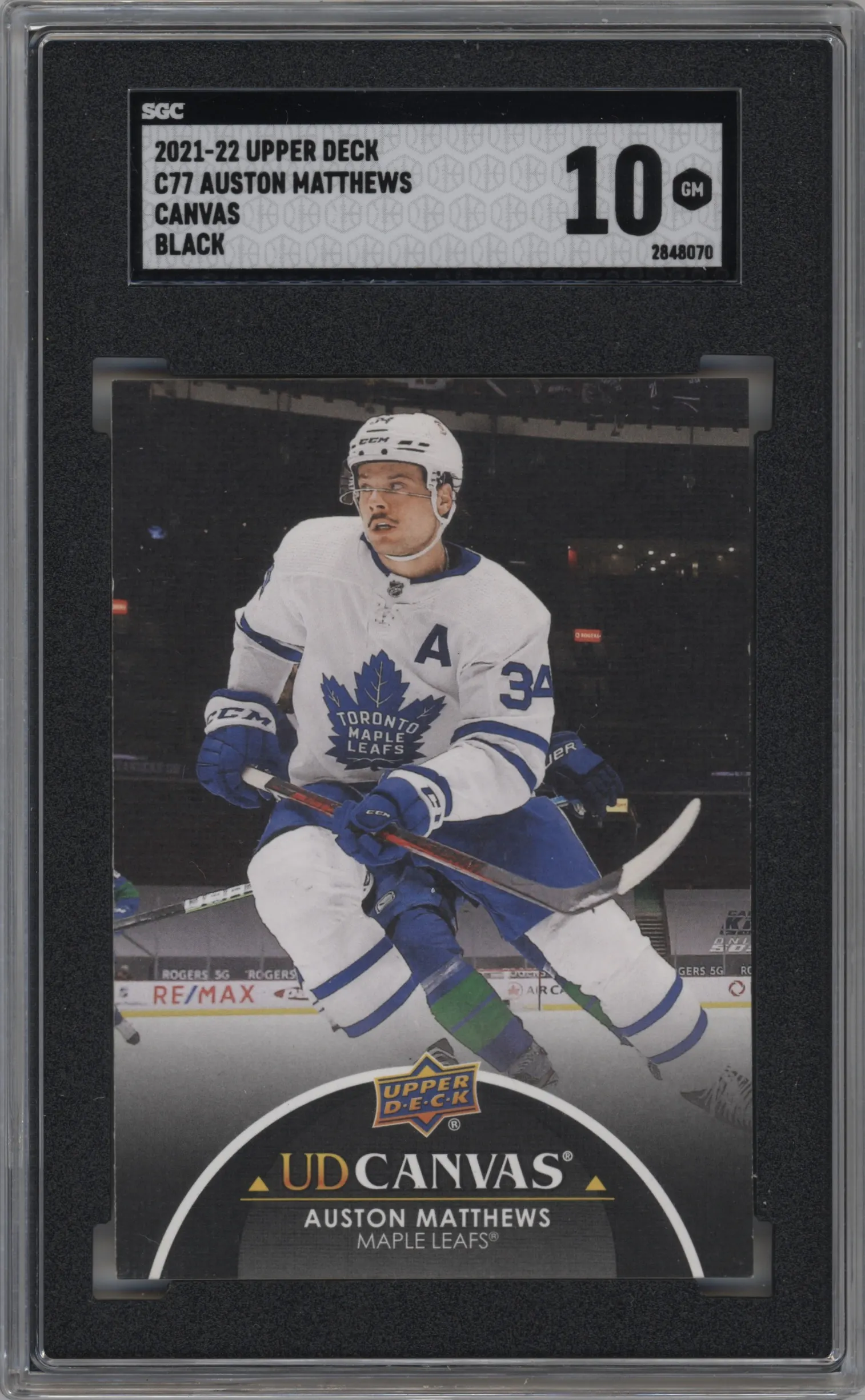 2021 Upper Deck Series 1 UD Canvas Auston Matthews Black #C77 SGC 10