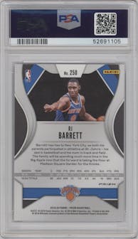 RJ Barrett from the 2019-20 Panini Prizm set featuring a Blue Shimmer parallel graded by PSA and given an overall grade of 10.